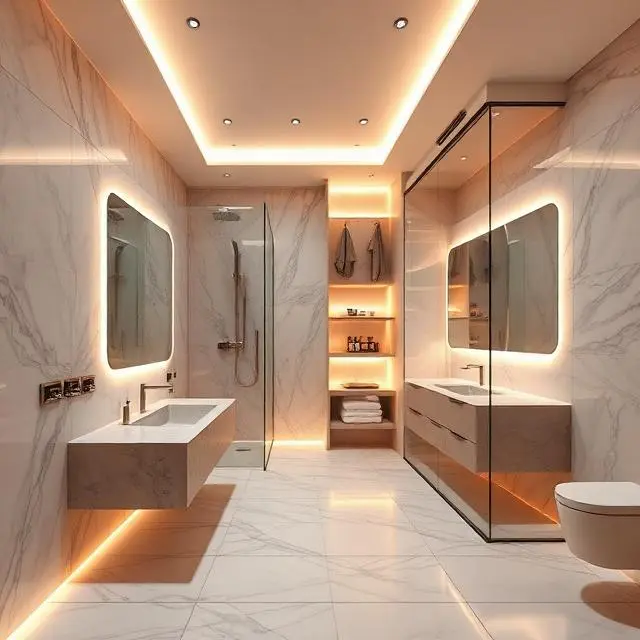 Underfloor Heating & LED Lighting For Smart Luxury Bathroom Features